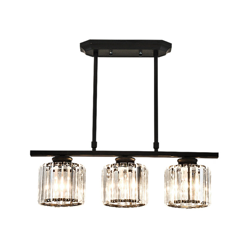 Dining Room Island Lamp Simple Style Ceiling Light with Cylindrical Crystal Shade