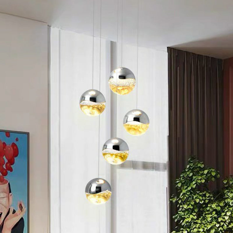 Clood Glass Globe Cluster Custant Modern Finitura Chrome LED LED LED LED per il ristorante