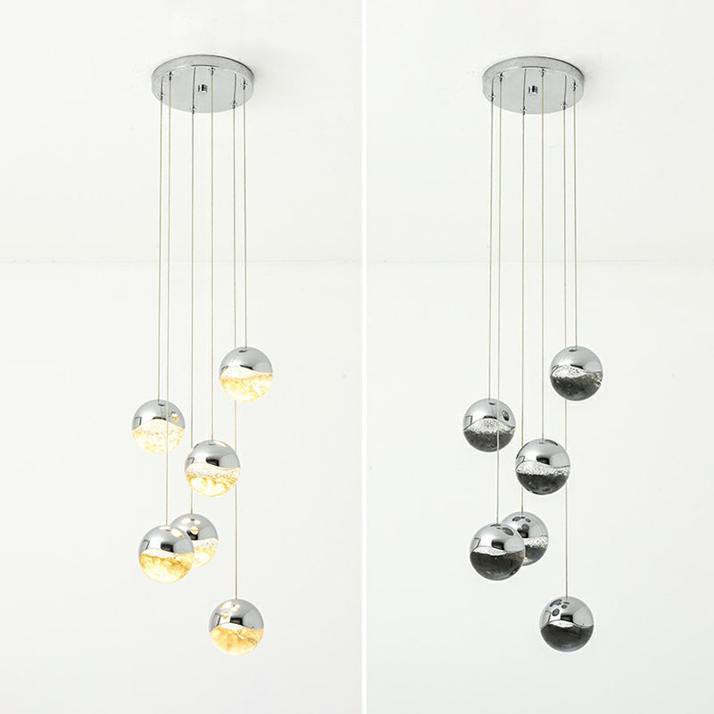 Clood Glass Globe Cluster Custant Modern Finitura Chrome LED LED LED LED per il ristorante