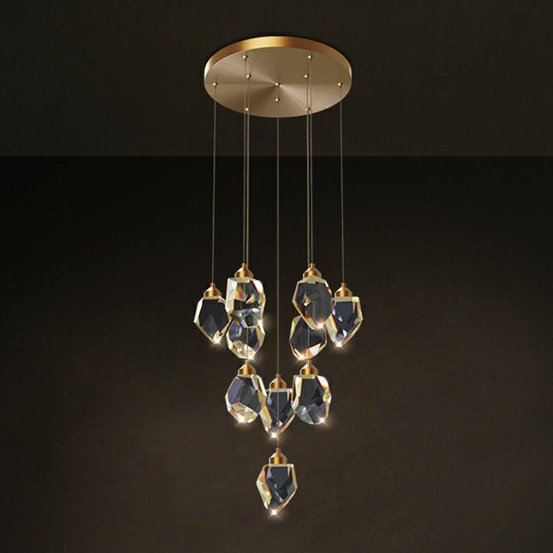 LED a forma di gemma LED Multi-Pendant Postmodern Cristal Clear Suspension Lighting per sala da pranzo
