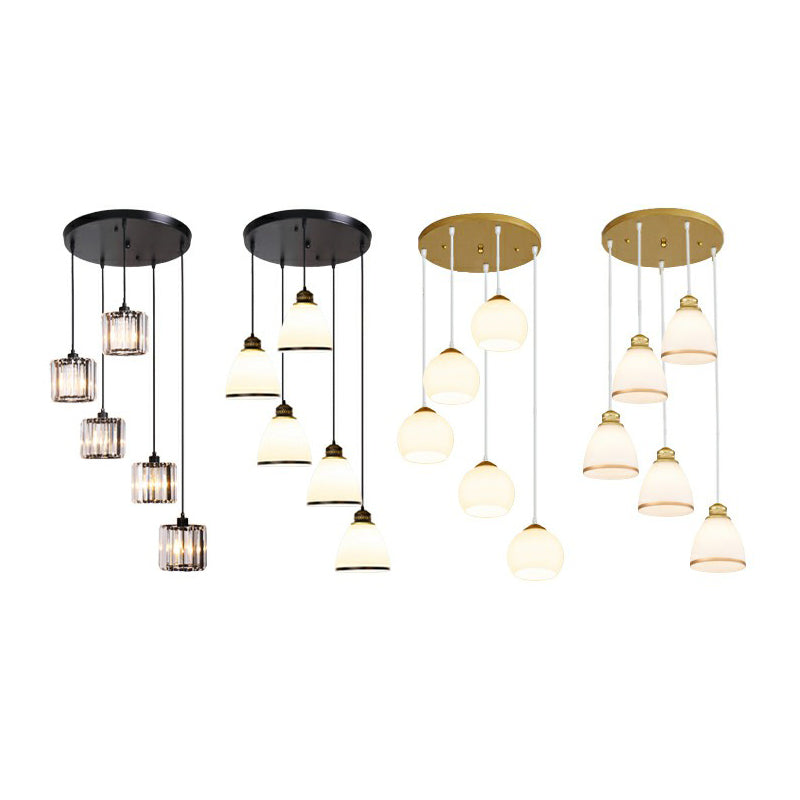 Shaded Glass Multi Light Pendant Lighting Modern Ceiling Hang Lamp for Living Room