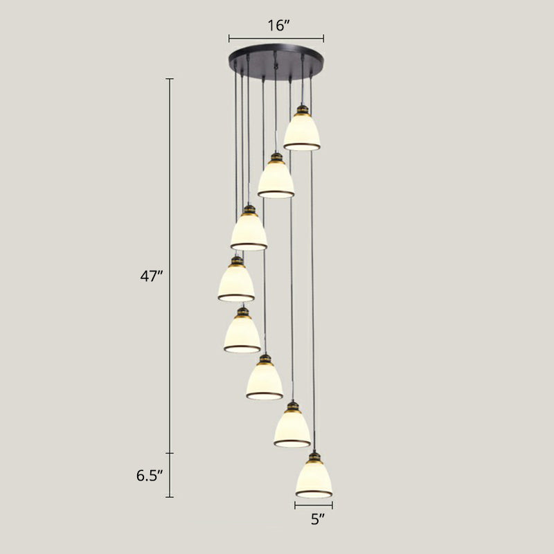 Shaded Glass Multi Light Pendant Lighting Modern Ceiling Hang Lamp for Living Room