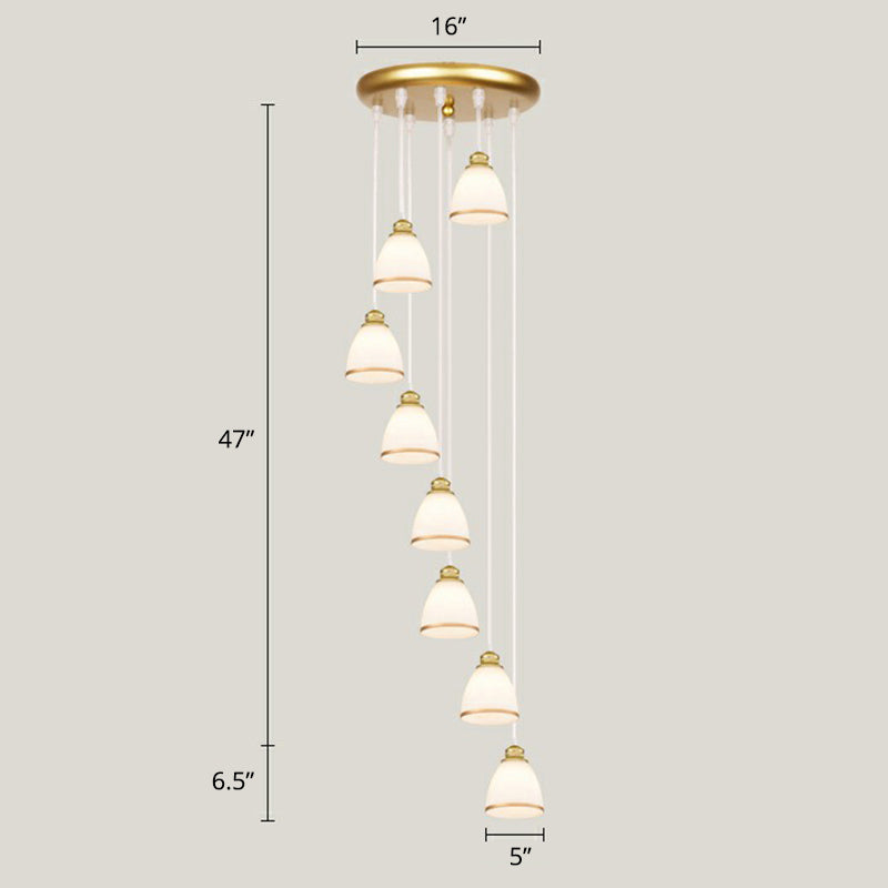 Shaded Glass Multi Light Pendant Lighting Modern Ceiling Hang Lamp for Living Room