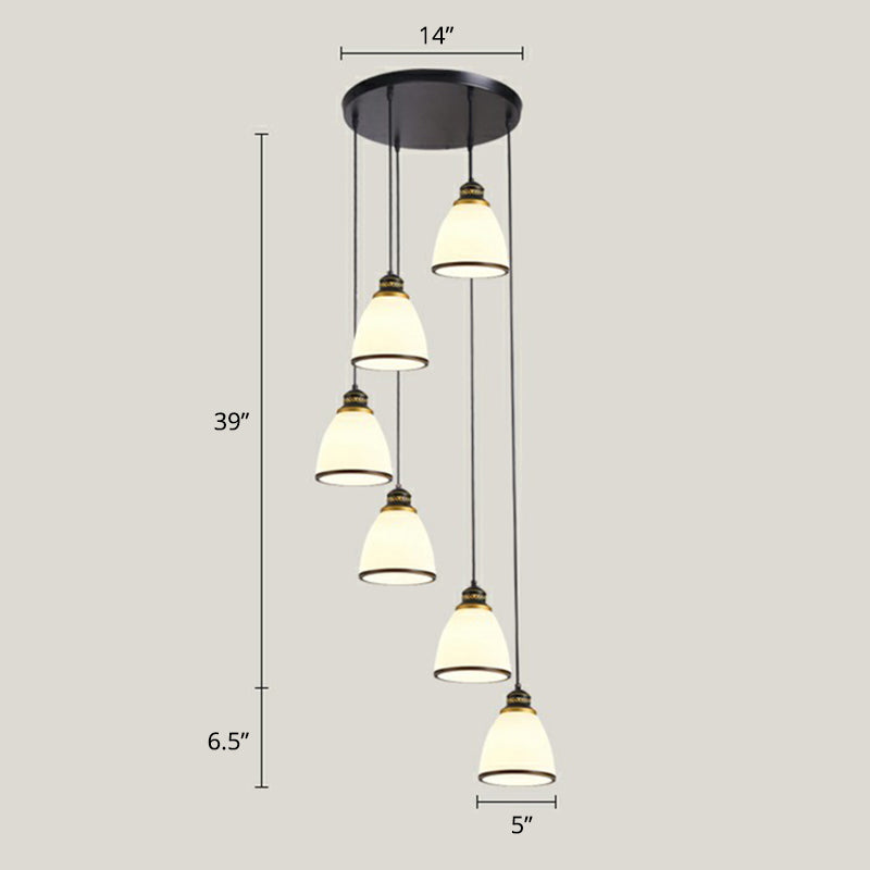Shaded Glass Multi Light Pendant Lighting Modern Ceiling Hang Lamp for Living Room