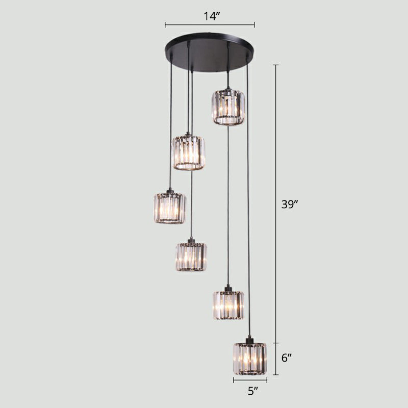 Shaded Glass Multi Light Pendant Lighting Modern Ceiling Hang Lamp for Living Room