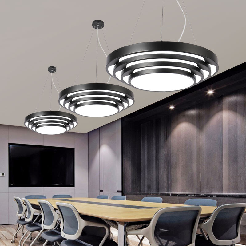 Moderne LED Hängende hängende leichte runde Kronleuchterlicht mit Acrylschatten für Büro