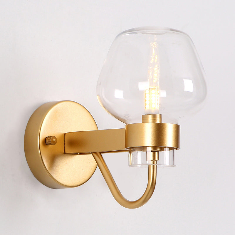 1 Bulbe Bo Sconce Lampe Tradition Clear / Amber / Smoke Grey Grey Glass Wall Éclairage pour le chevet