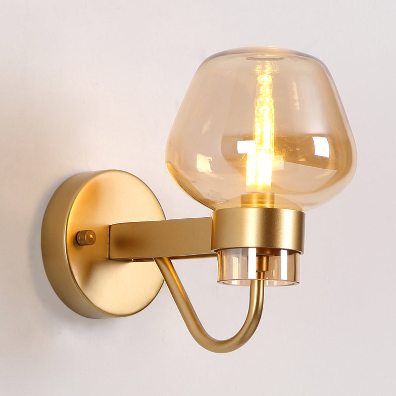 1 Bulbe Bo Sconce Lampe Tradition Clear / Amber / Smoke Grey Grey Glass Wall Éclairage pour le chevet