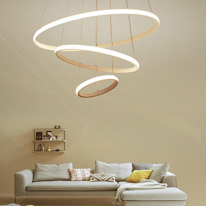 Minimalist Halo Hanging Lighting Acrylic 3-Head Restaurant LED Chandelier Pendant Light