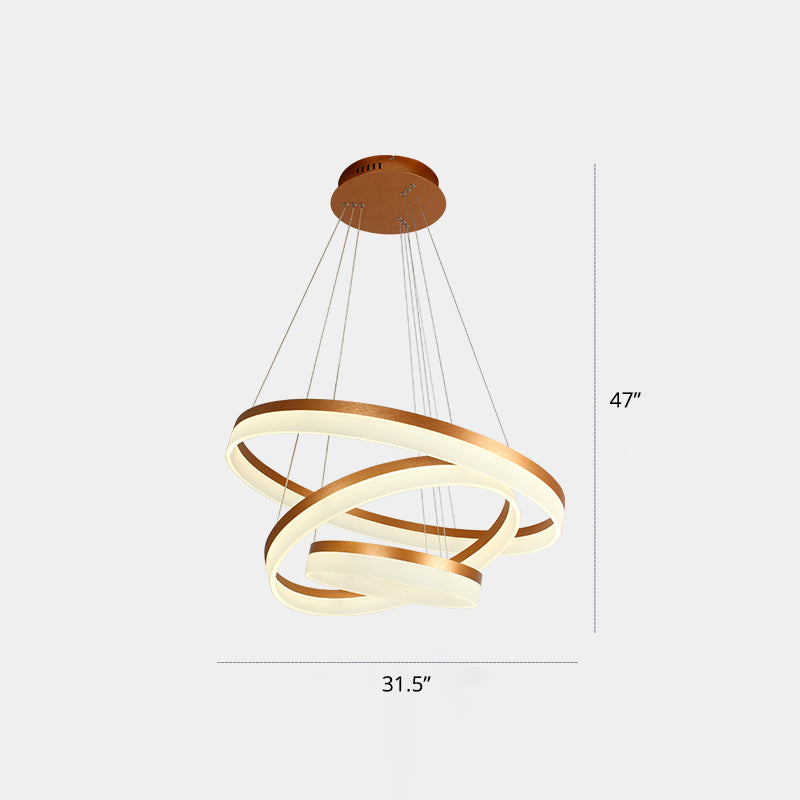 Acrylic Loop LED Ceiling Chandelier Simple Style Gold Finish Hanging Ceiling Light for Dining Room