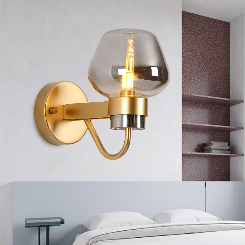 1 Bulbe Bo Sconce Lampe Tradition Clear / Amber / Smoke Grey Grey Glass Wall Éclairage pour le chevet