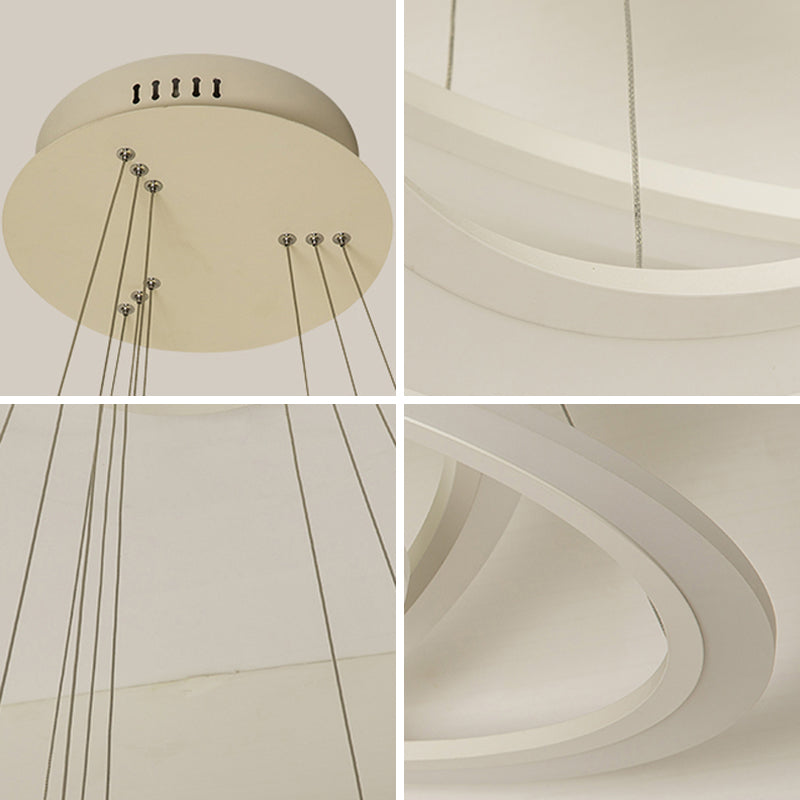 Einfacher Stilkreis Anhänger Kronleuchter Acryl -Esszimmer LED LED HANG IN WEISS