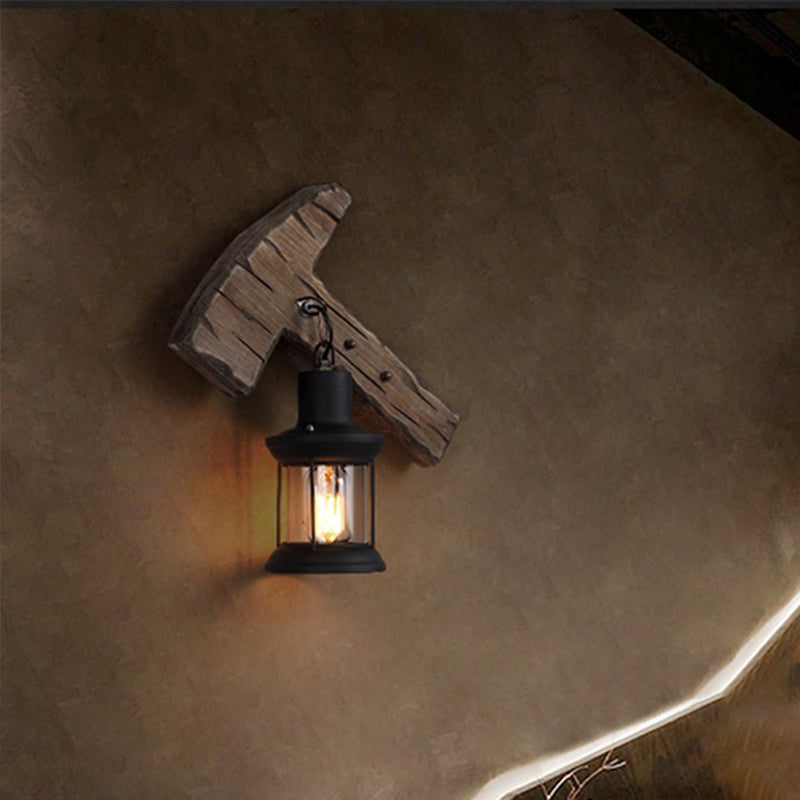 Lampada da parete in legno ShipLap Paese a 1 lutto Monte a parete da parete in marrone
