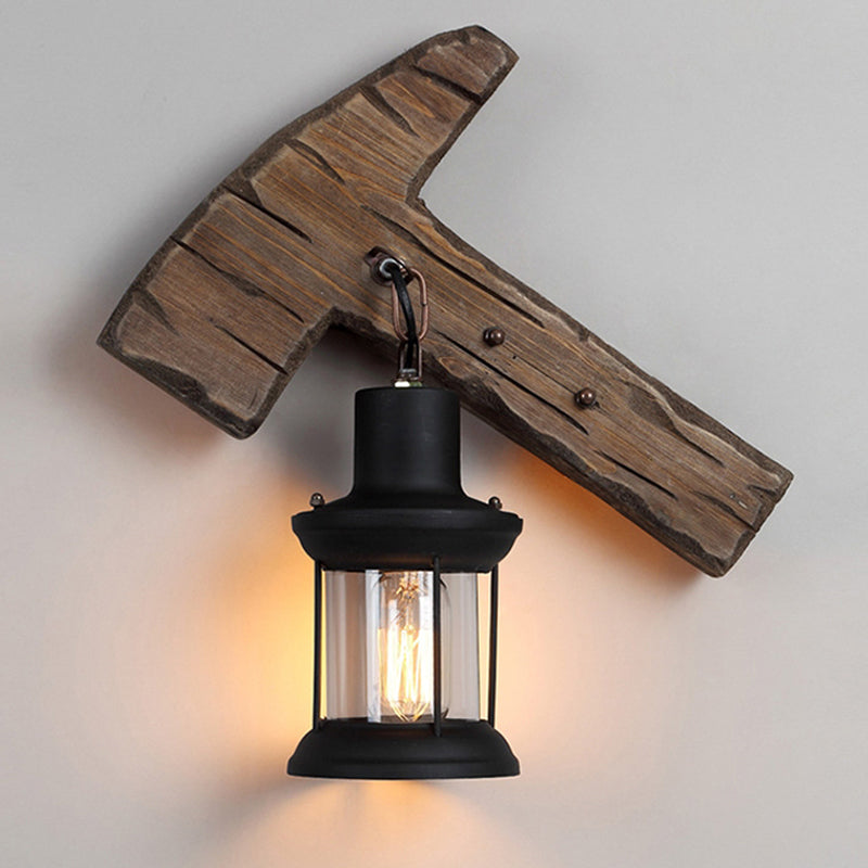 Lampada da parete in legno ShipLap Paese a 1 lutto Monte a parete da parete in marrone