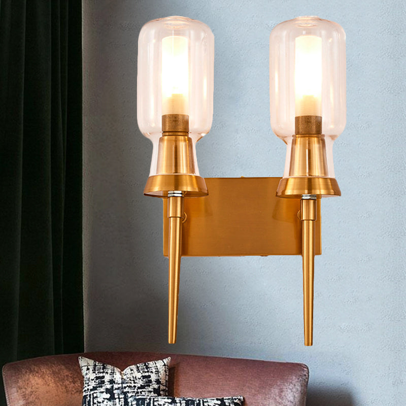 Cylindre Grossed Glass Wall Light Tradition 1/2 têtes Gol