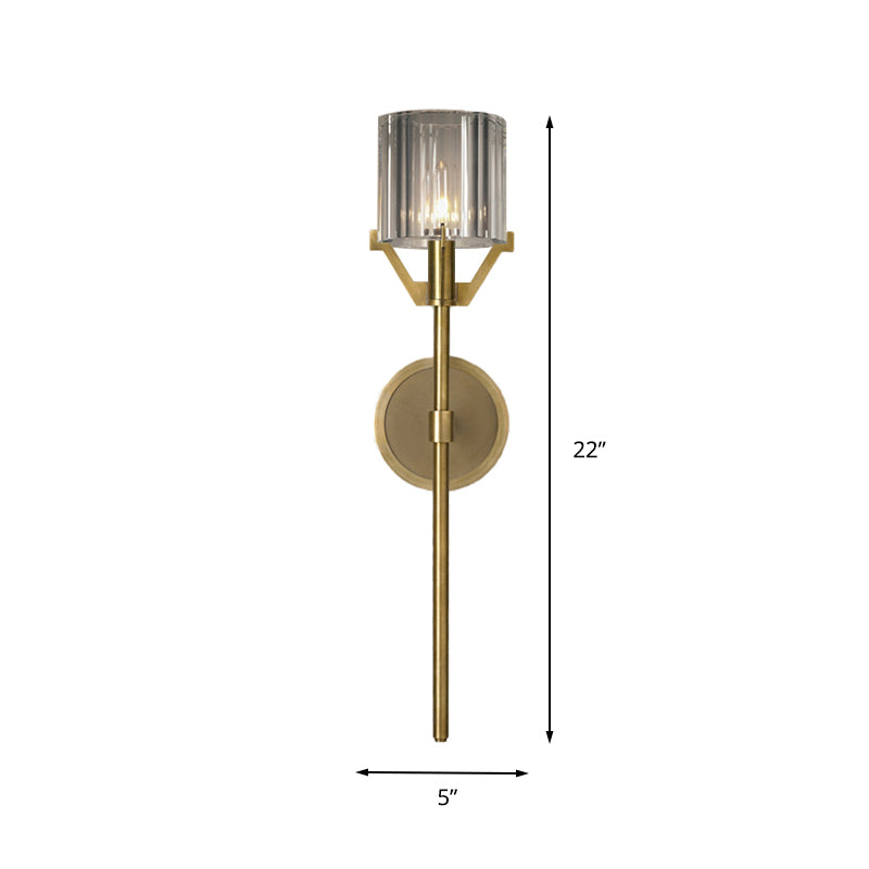Gold Pencil Arm Sconce Light Traditional 1 Head Metal Wall Lighting Fixture for Hallway
