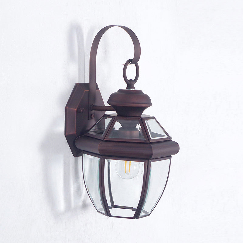 1 Bulbe Bocal Applique lampe Tradition d'éclairage mural en verre transparent en noir / laiton pour le chevet