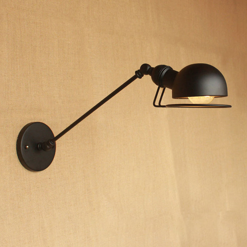 Lámpara de pared de tazón industrial vintage 1 lámpara de luz de hierro claro con brazo oscilante en negro/latón