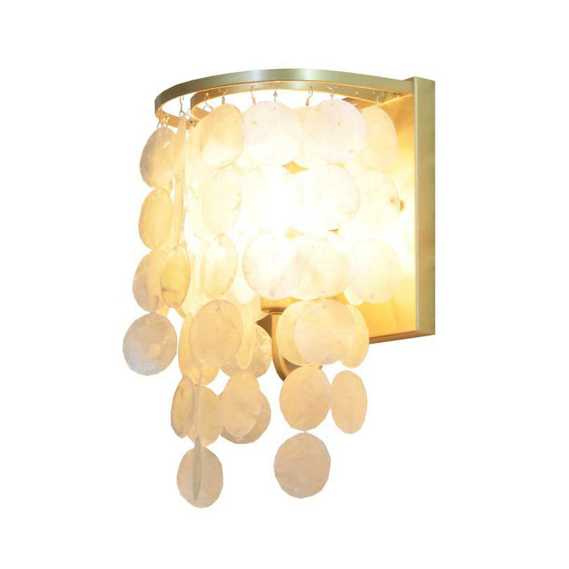Shell Circle Strands Lampada da parete Stile Country 1 Camera da letto Prontone Luce in oro