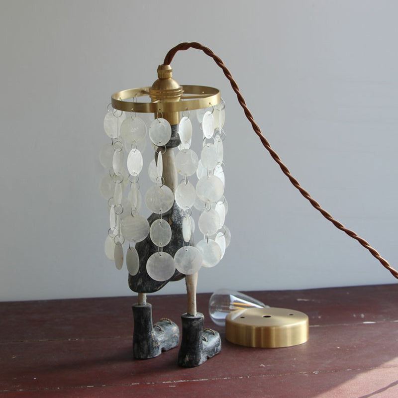 Luz de colgante de círculo de latón Metal costero Metal de 1 luz Comedor colgante con decoración de concha