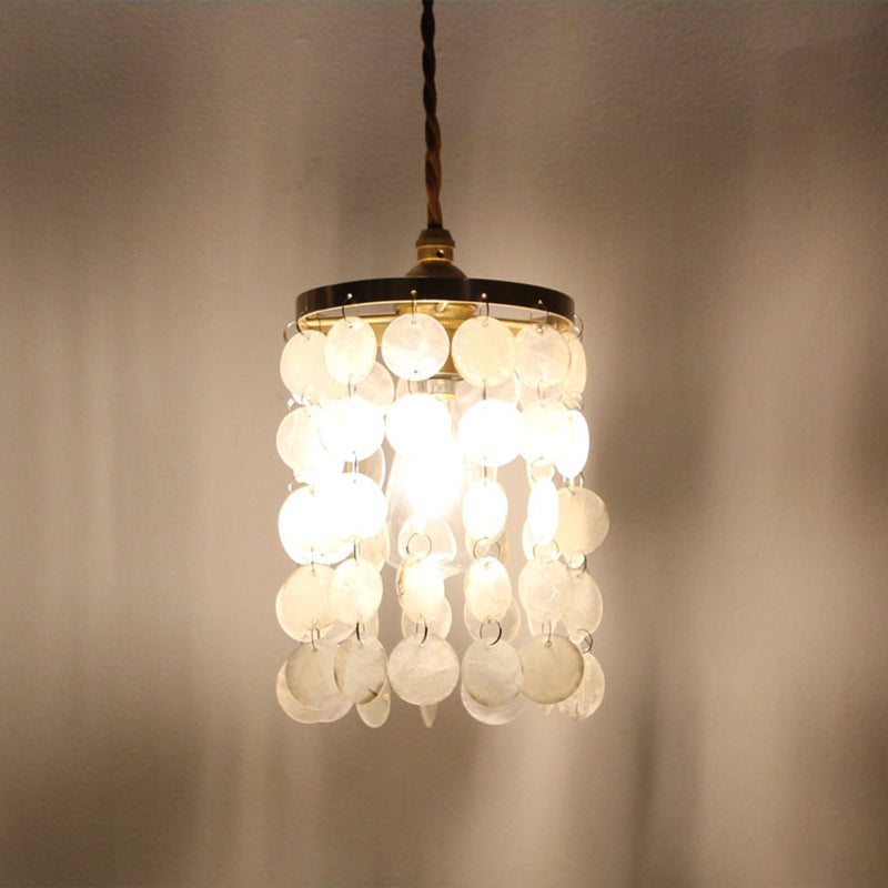 Messing cirkel hanglamp licht armatuur kust metaal metalen 1-licht eetkamer hangend licht met shell decor