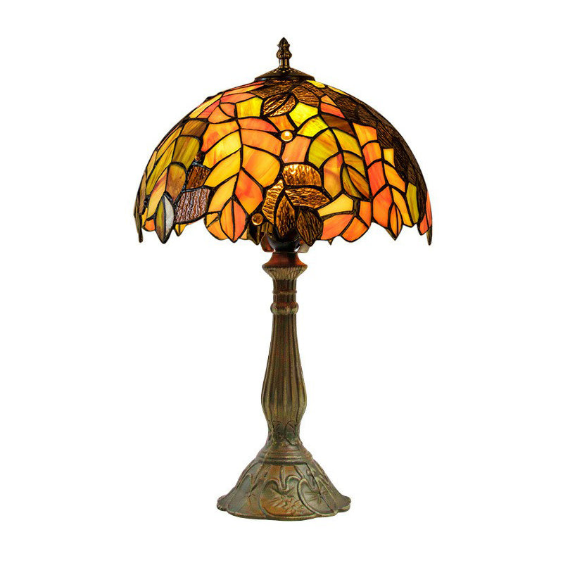 Luce notturna a motivi di uva Light 1-Bulb Tiffany Glass lampada da tavolo tradizionale per camera da letto