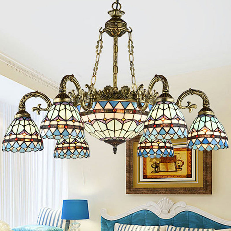 Chandelier finale en bronze Classic Classic Filor à vitraux artisanaux Light Plafond pour salle à manger