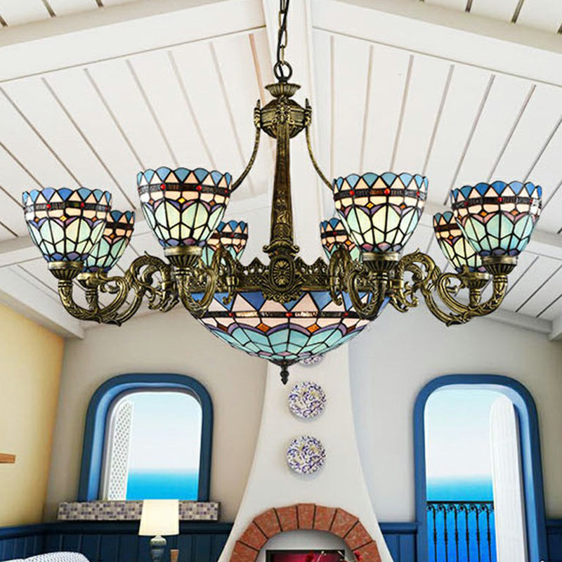 Chandelier finale en bronze Classic Classic Filor à vitraux artisanaux Light Plafond pour salle à manger