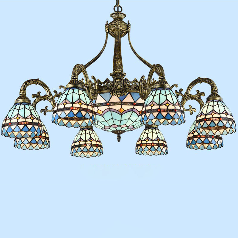 Chandelier finale en bronze Classic Classic Filor à vitraux artisanaux Light Plafond pour salle à manger