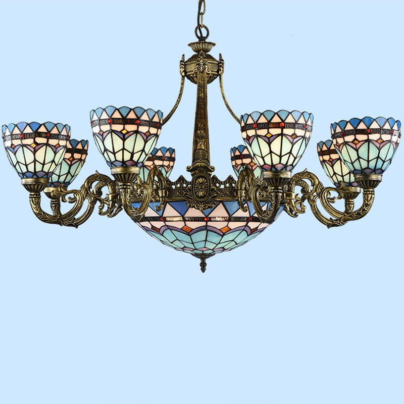 Chandelier finale en bronze Classic Classic Filor à vitraux artisanaux Light Plafond pour salle à manger