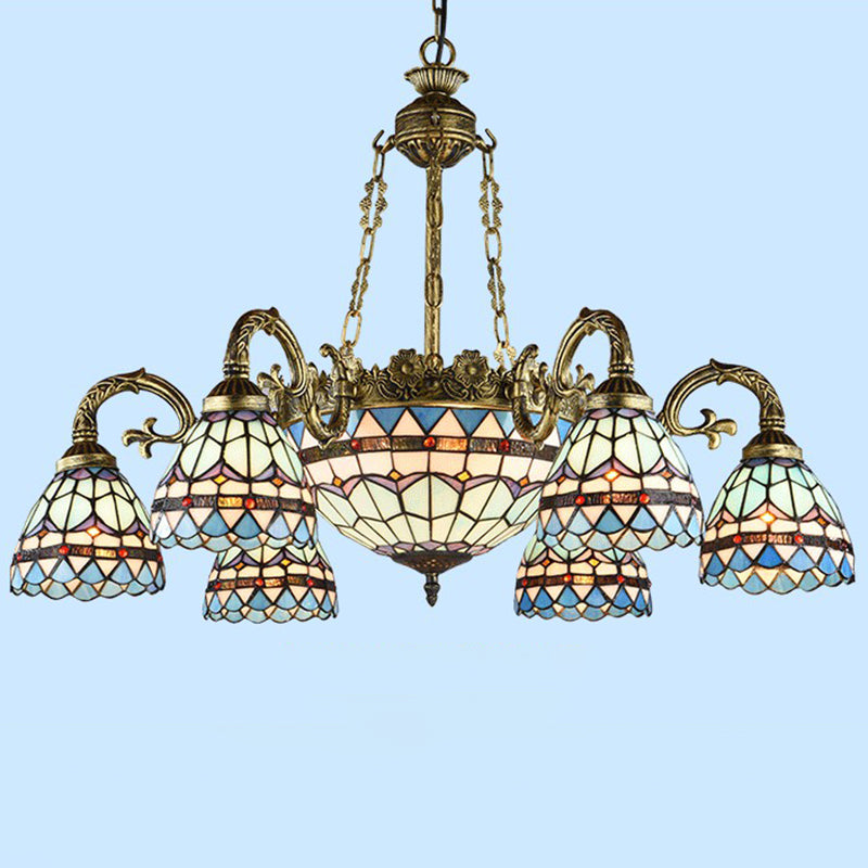 Chandelier finale en bronze Classic Classic Filor à vitraux artisanaux Light Plafond pour salle à manger