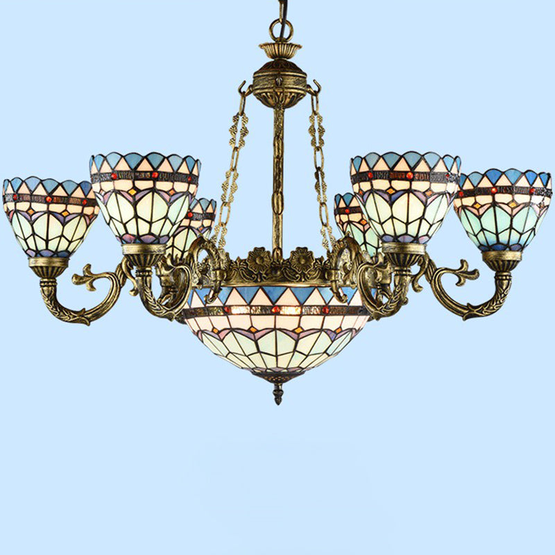 Chandelier finale en bronze Classic Classic Filor à vitraux artisanaux Light Plafond pour salle à manger