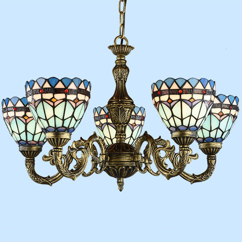 Chandelier finale en bronze Classic Classic Filor à vitraux artisanaux Light Plafond pour salle à manger