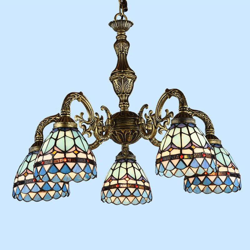 Chandelier finale en bronze Classic Classic Filor à vitraux artisanaux Light Plafond pour salle à manger