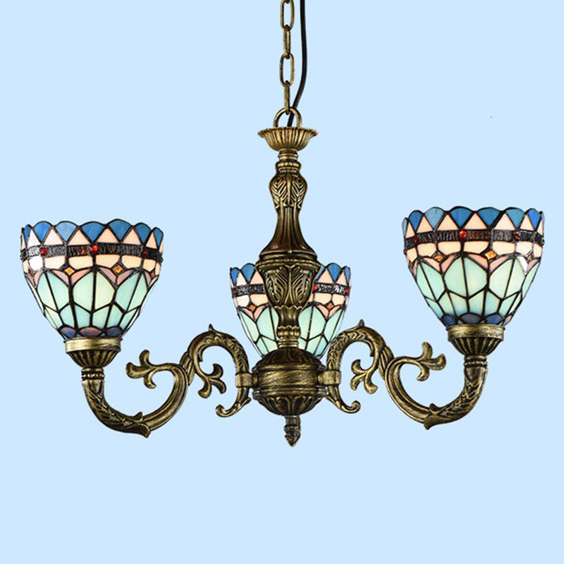 Chandelier finale en bronze Classic Classic Filor à vitraux artisanaux Light Plafond pour salle à manger