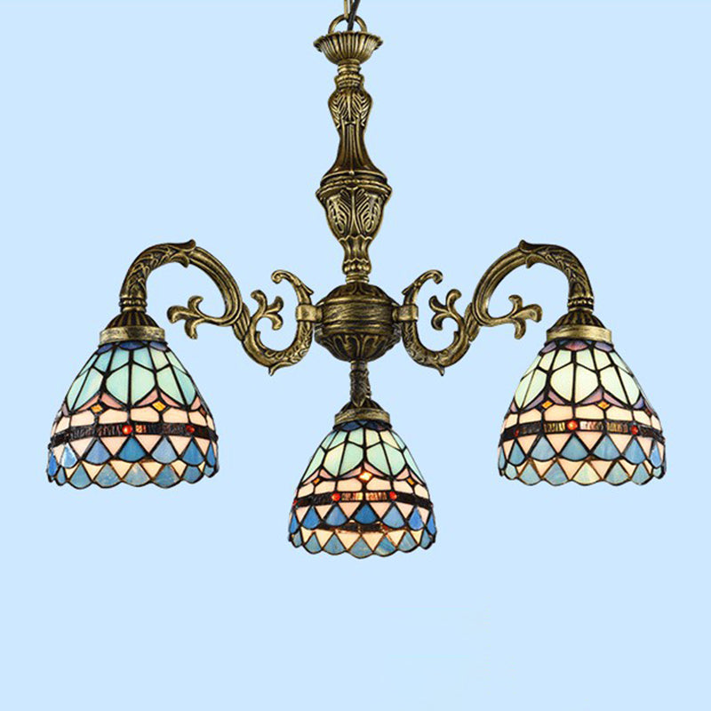 Chandelier finale en bronze Classic Classic Filor à vitraux artisanaux Light Plafond pour salle à manger