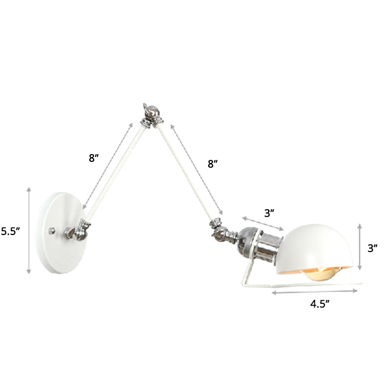 Single Dome Wall Mounted Reading Light Industrial Style Metal Wall Lamp with Swing Arm