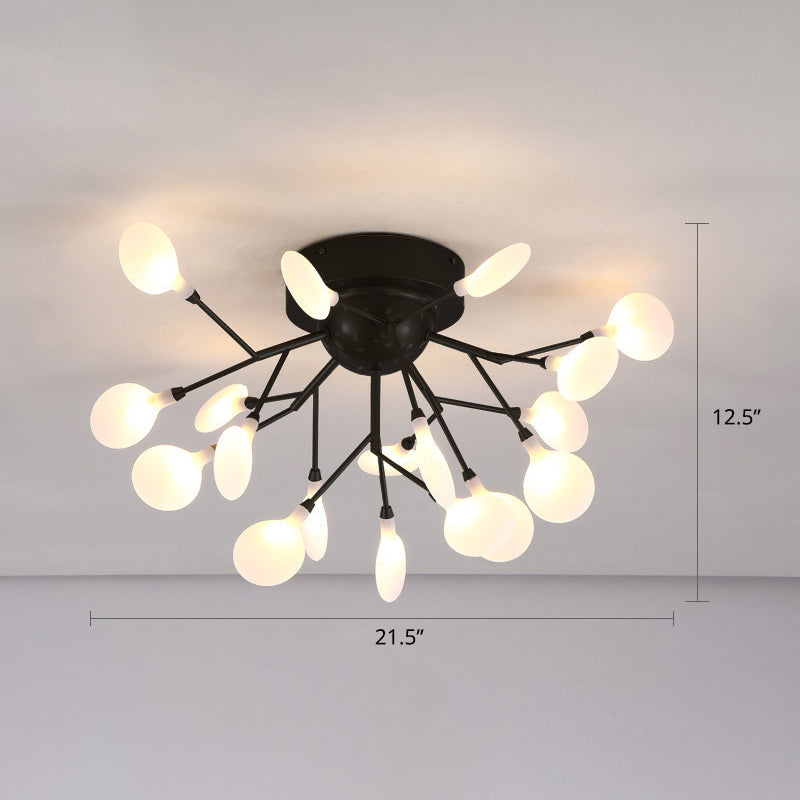 Firefly Semi Flush Luz de techo Minimalismo Acrílico Activo Flush Light in Negro