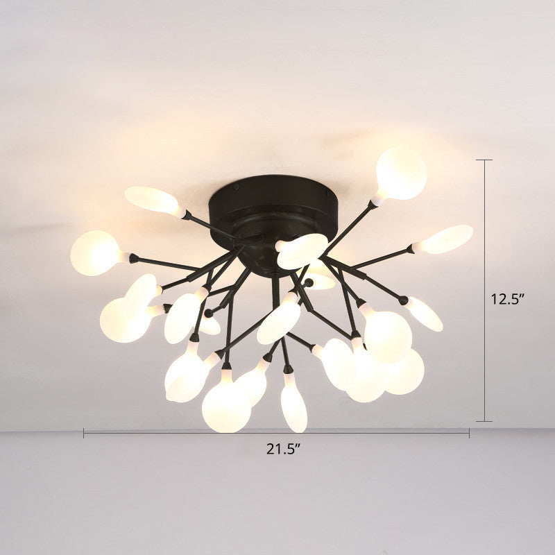 Firefly Semi Flush Luz de techo Minimalismo Acrílico Activo Flush Light in Negro