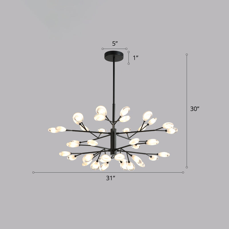 Zwarte boomtakken plafond hang lamp eigentijdse metalen kroonluchter voor woonkamer