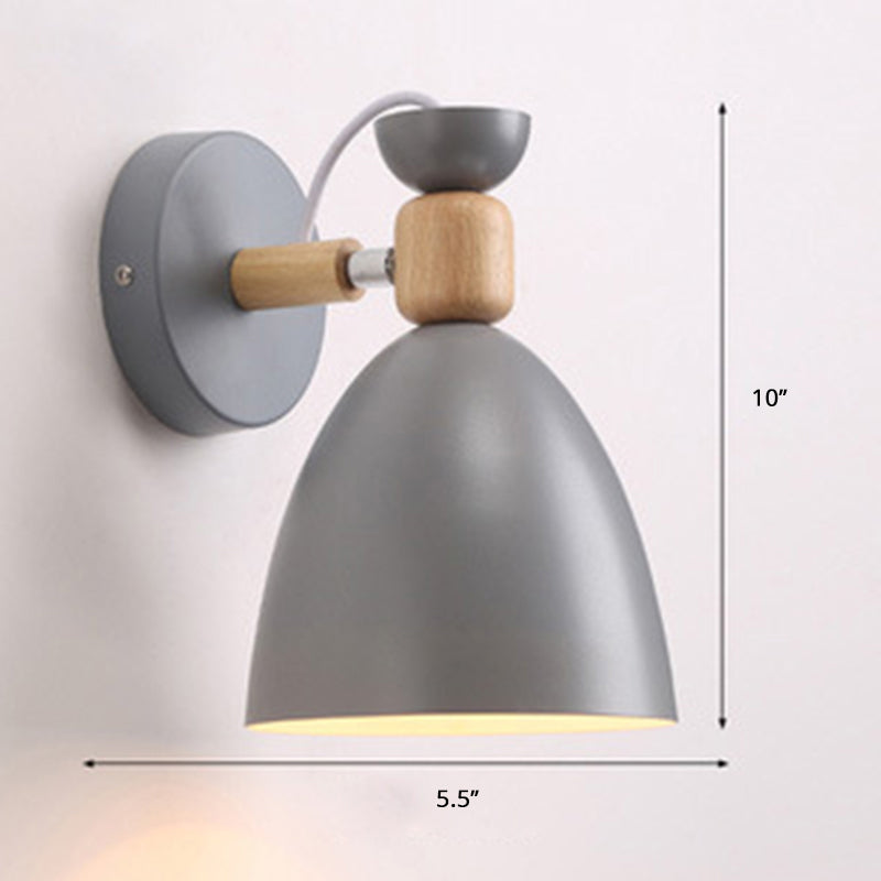 Eenpersoonsbedeld aan de hand gemonteerd leeslicht macaron verstelbare wandlamp met bel metalen schaduw