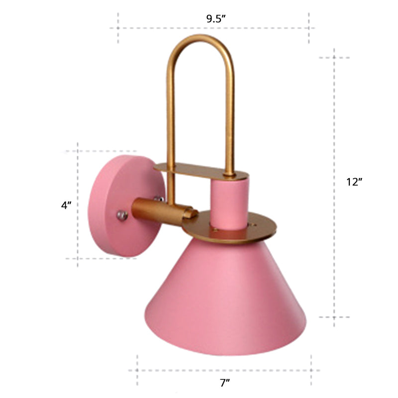 Macaron Lampada a parete a forma di colpa a 1 tratto con tonalità in metallo per camera da letto