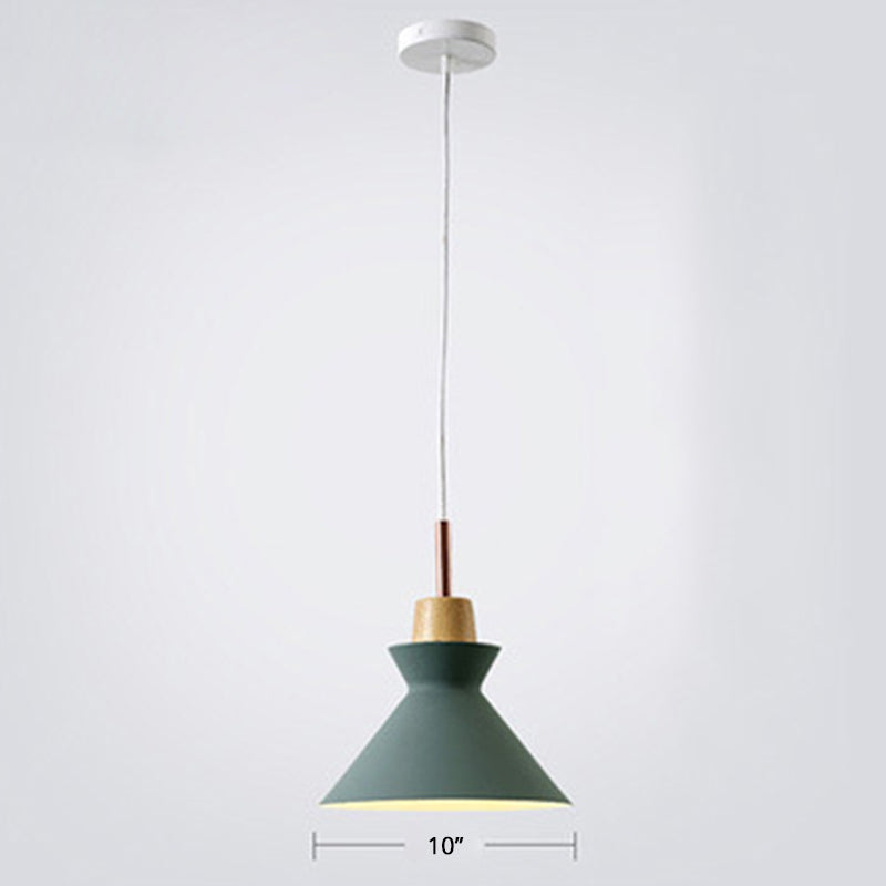 Conical Metal Ceiling Suspension Lamp Nordic Single-Bulb Pendant Light for Dining Room
