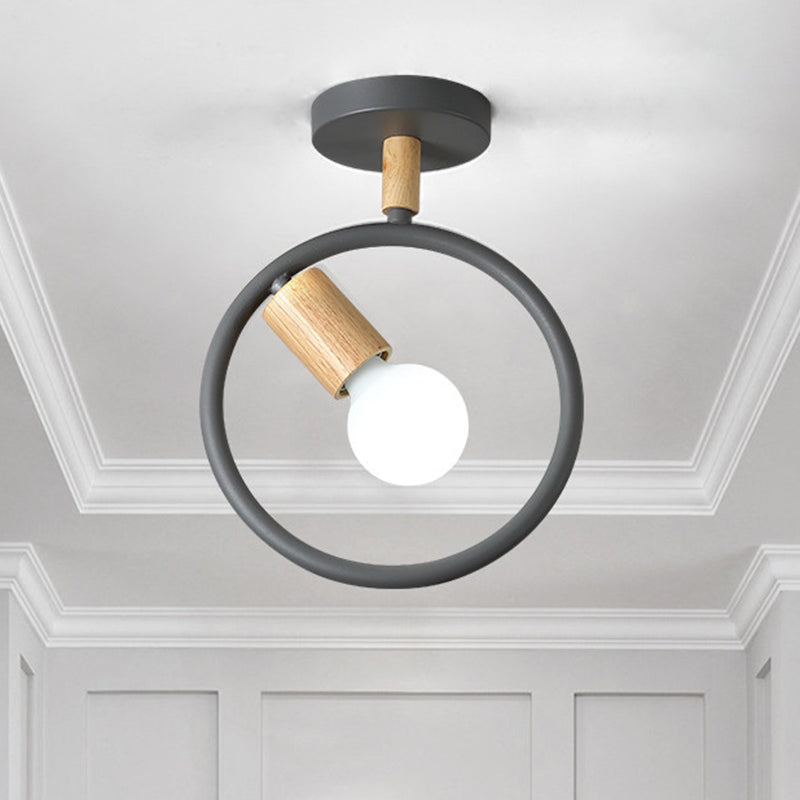 Nordic Ring-geformte Deckenbehandlung Metall 1-Licht-Korridor Halbflush Mount Light