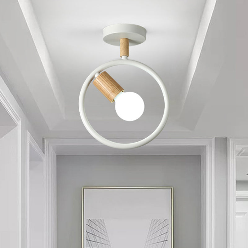 Nordic Ring-geformte Deckenbehandlung Metall 1-Licht-Korridor Halbflush Mount Light