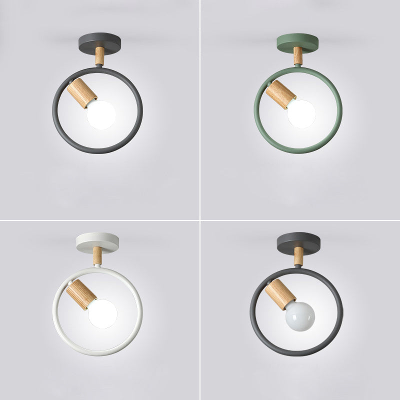 Nordic Ring-geformte Deckenbehandlung Metall 1-Licht-Korridor Halbflush Mount Light