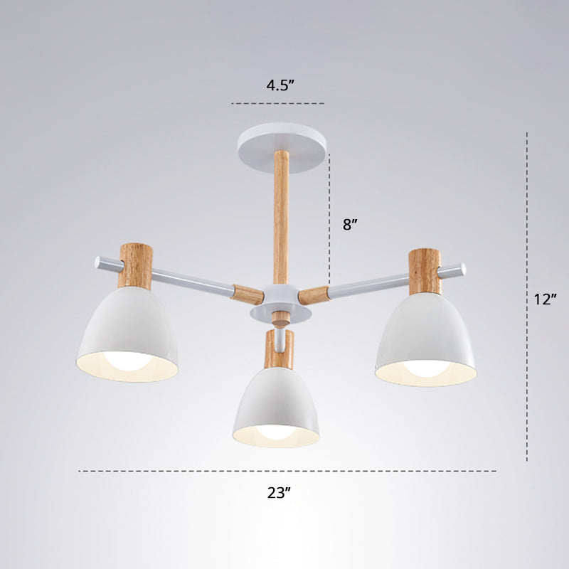 Lámpara de lámpara de metal minimalista de lámpara de lámpara de suspensión blanca con decoración de madera