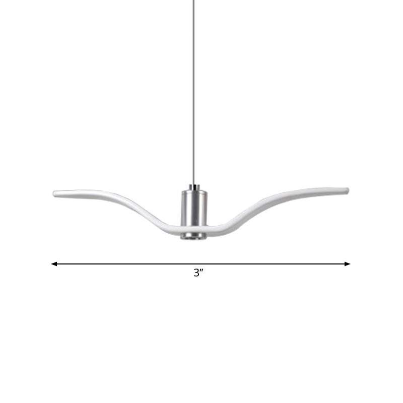 Nautical Style Seagull Shape Hanging Light Acrylic Shade LED Ceiling Pendant Lamp in White