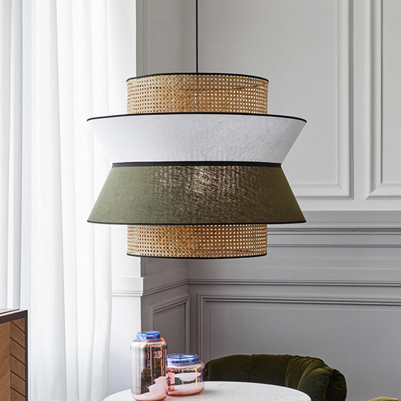 Nordic Hollowed-out Suspension Lamp Bamboo 1-Light Dining Room Hanging Light Fixture