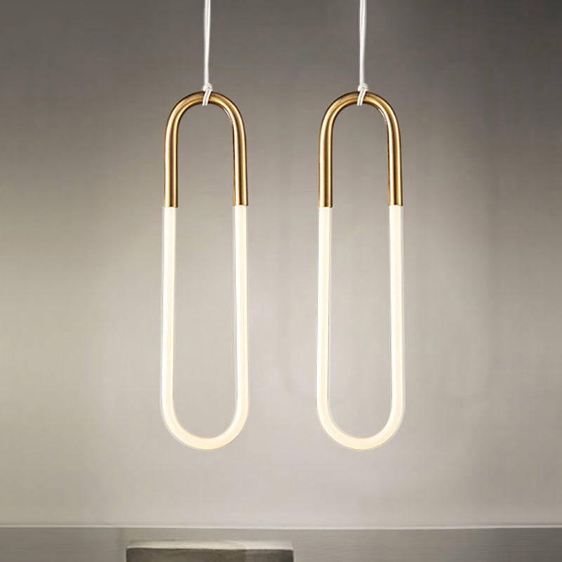 Oval Acrylic Drop Pendant Contemporary 1/2-Light Gold Hanging Ceiling Light in Warm/White/Natural Light